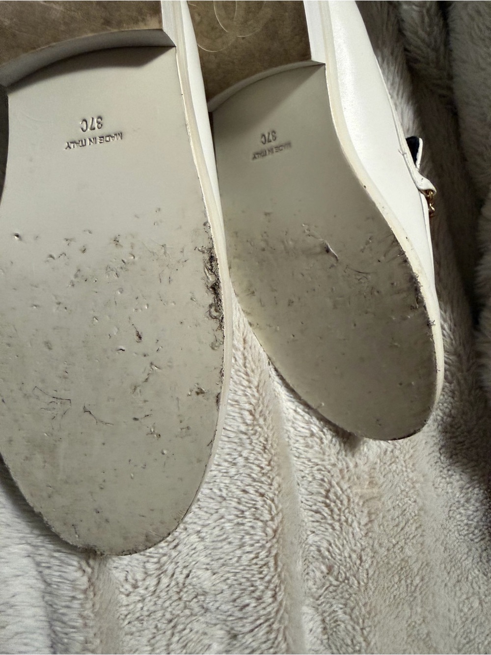 CHANEL White Quilted Leather Loafers with Gold CC Chain&Pearl Trim
Like new. - Picture 10 of 15